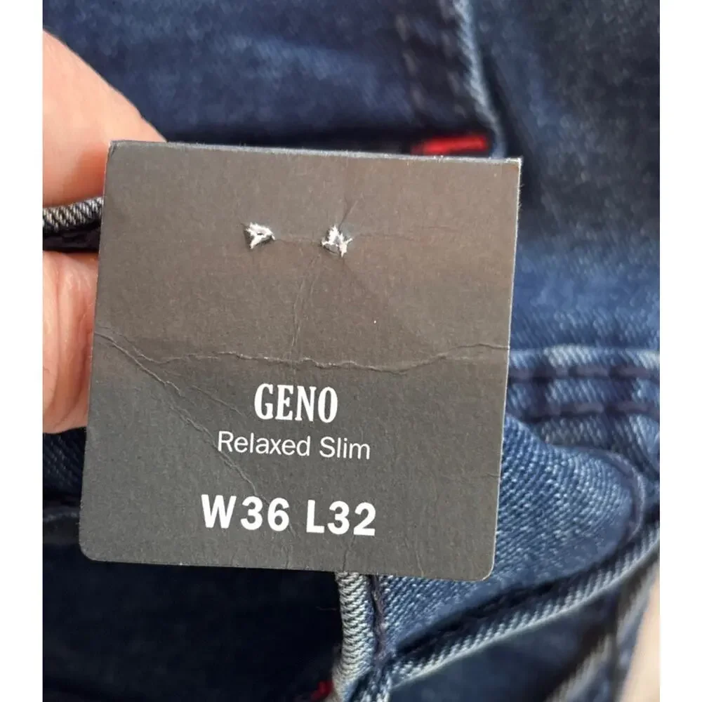 NWT True Religion Geno SN Slim Jeans 36x32 Dark Shivering Wash Denim 5 Pocket